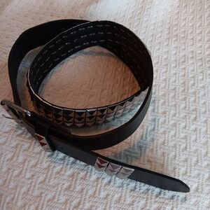 Black Faux Leather Belt Studded